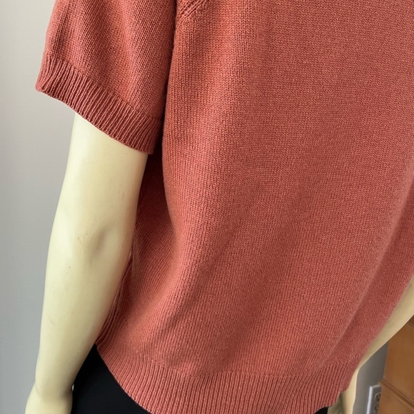 Peserico Tricot Women’s Short Sleeve Wool Silk Cashmere Sweater Blouse Top L - Picture 11 of 16